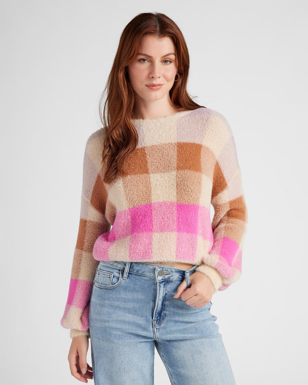 Eyelash Plaid Sweater