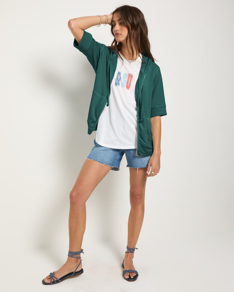 Short Sleeve Zip Hoodie