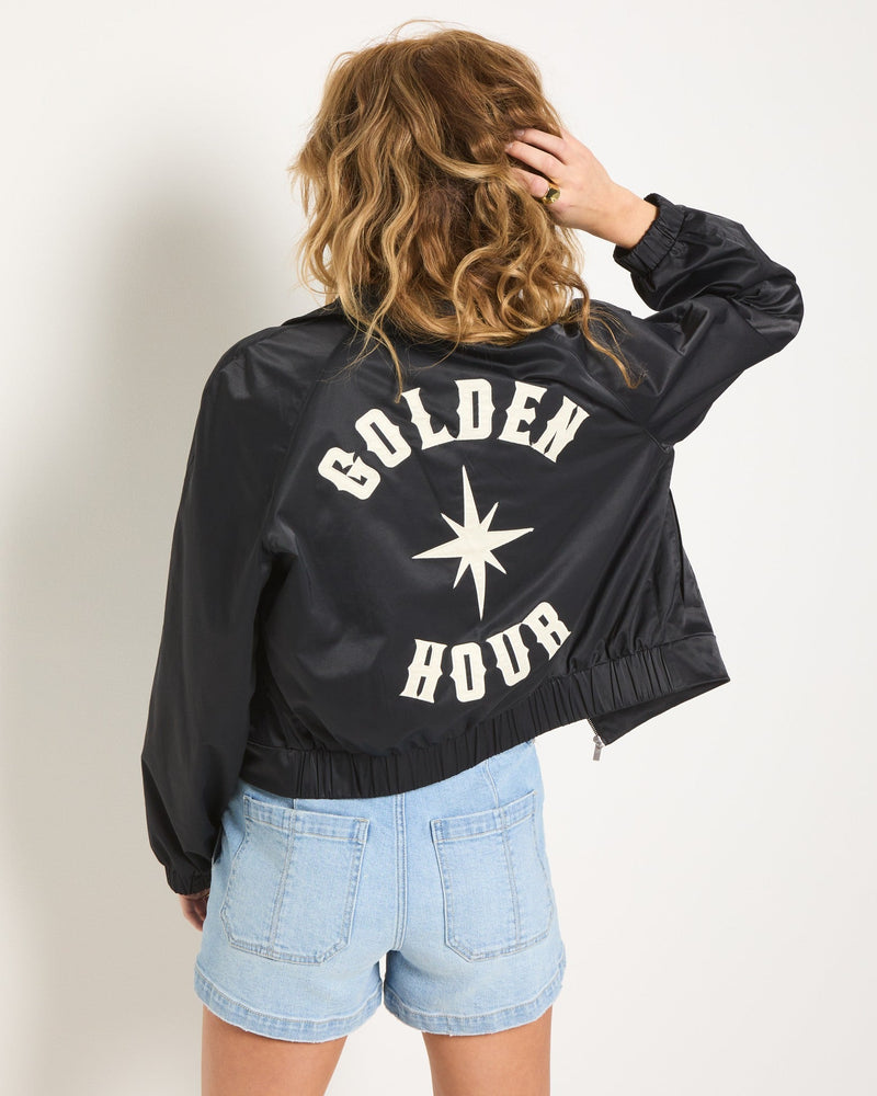 Golden Hour Graphic Bomber Jacket
